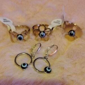 Size 17 Gold and Silver Evil Eye Jewelry Set